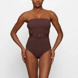 SKIMS Brown Sculpting Strapless One-Piece Swimsuit size M